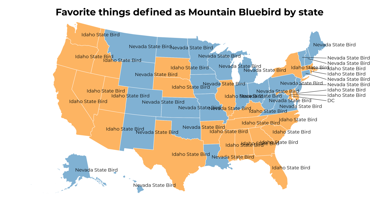things defined as Mountain Bluebird map