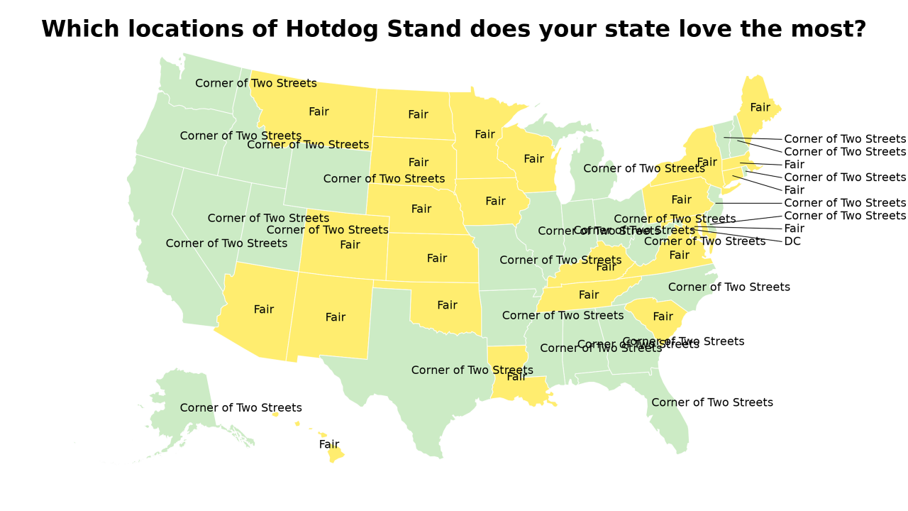 locations of Hotdog Stand map