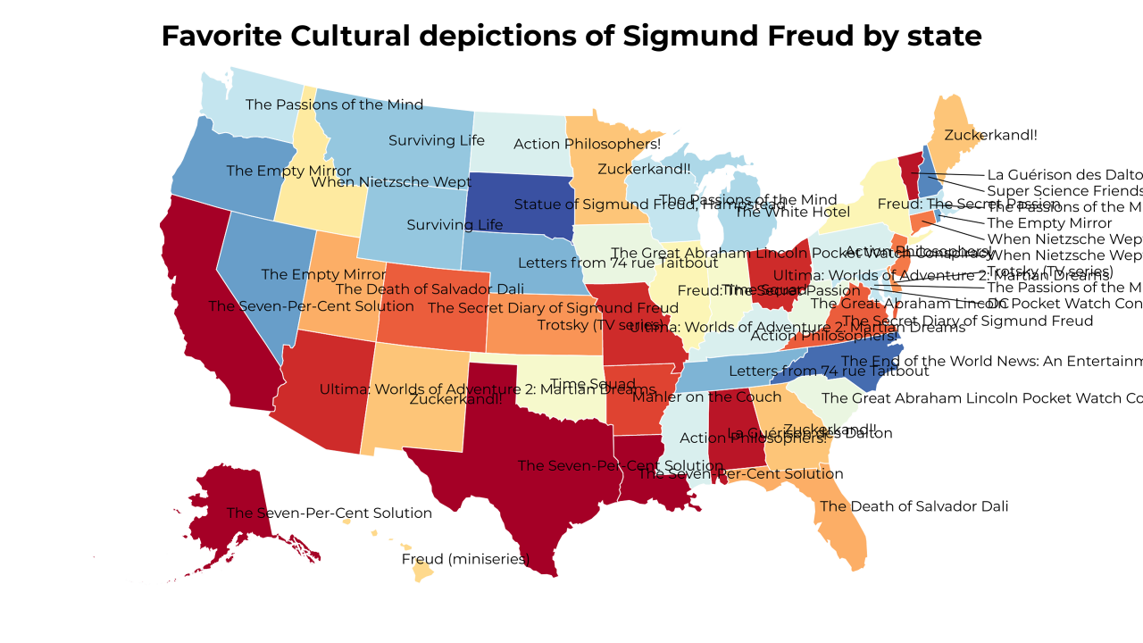 Cultural depictions of Sigmund Freud map