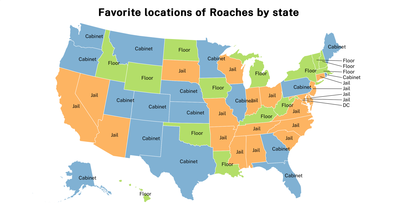 locations of Roaches map