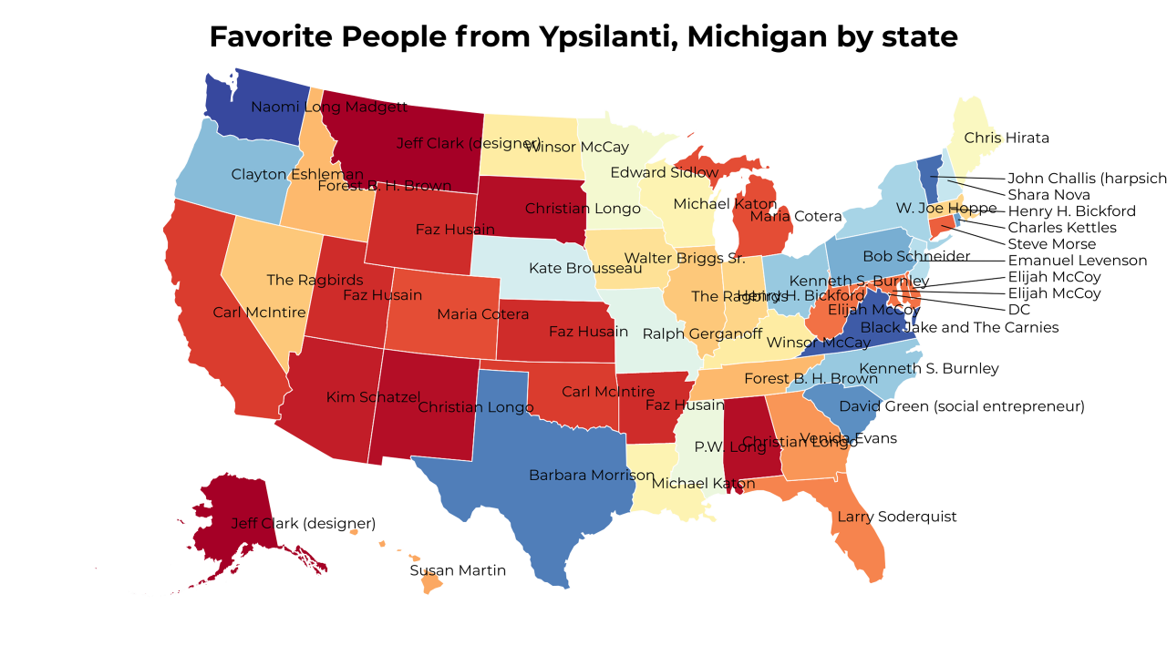 People from Ypsilanti, Michigan map