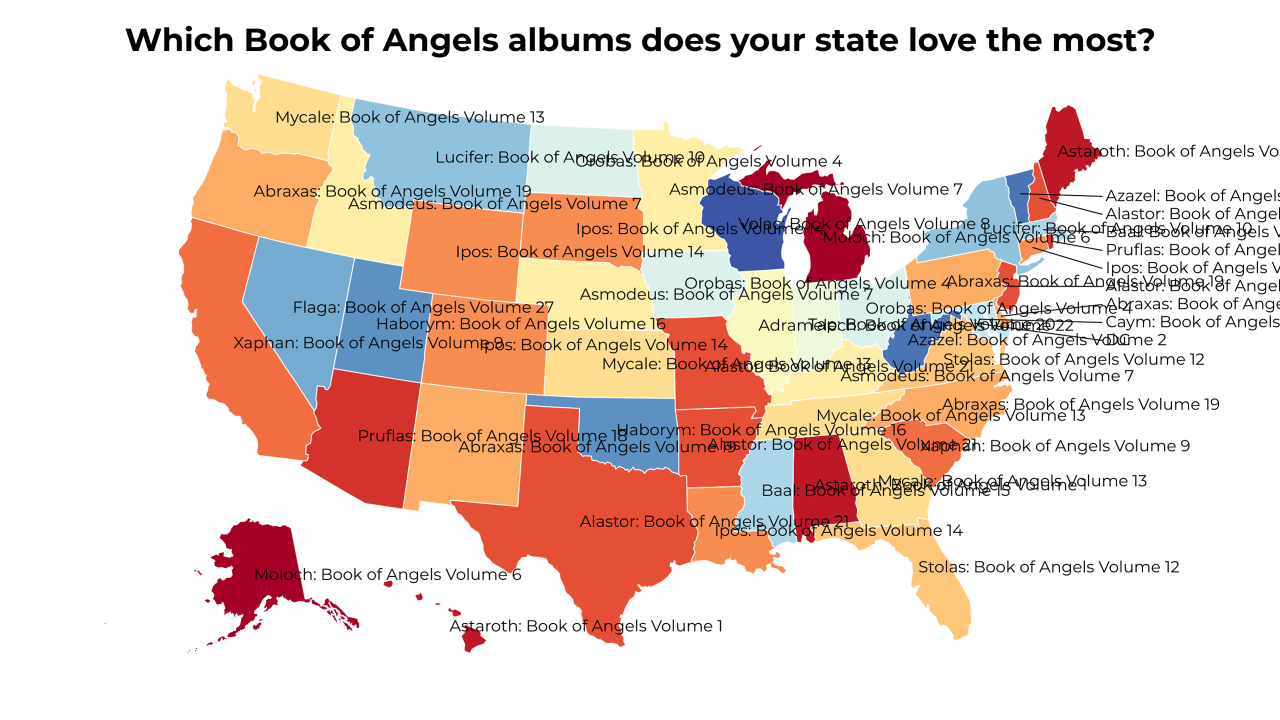 Book of Angels albums map