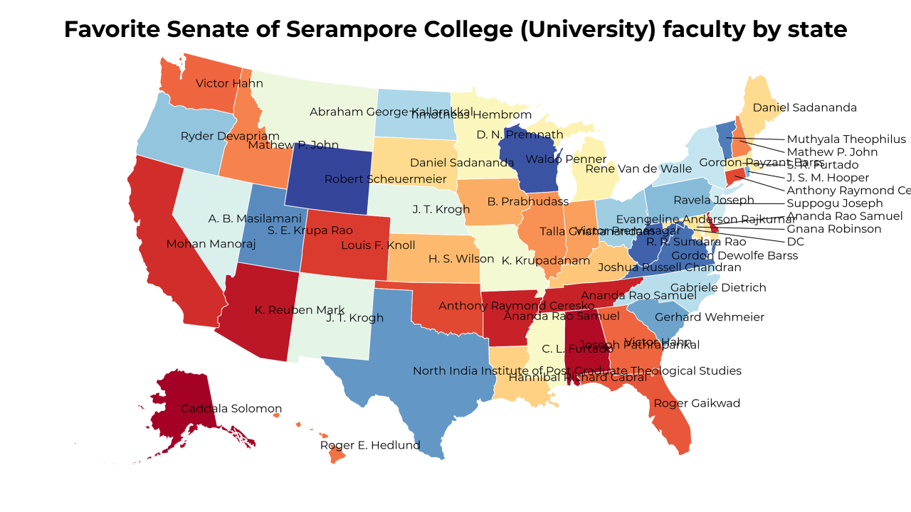 Senate of Serampore College (University) faculty map