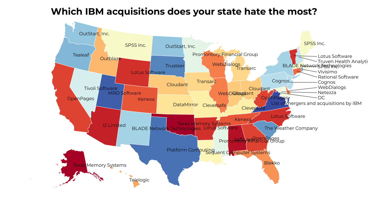 IBM acquisitions map