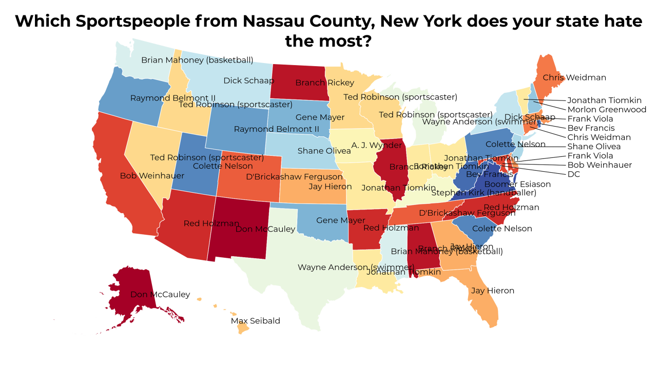Sportspeople from Nassau County, New York map