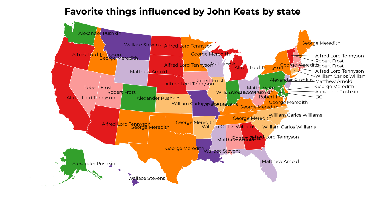 things influenced by John Keats map