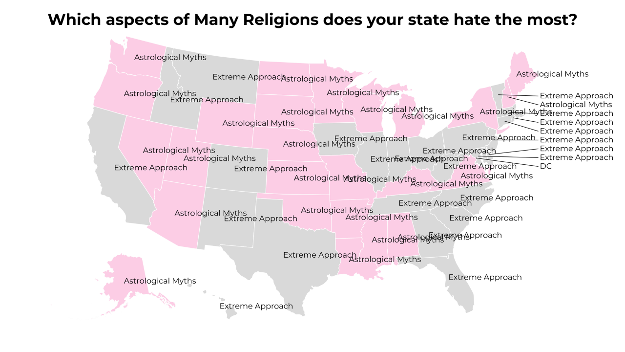 aspects of Many Religions map