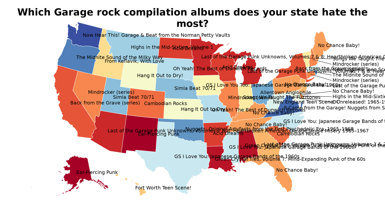 Garage rock compilation albums map
