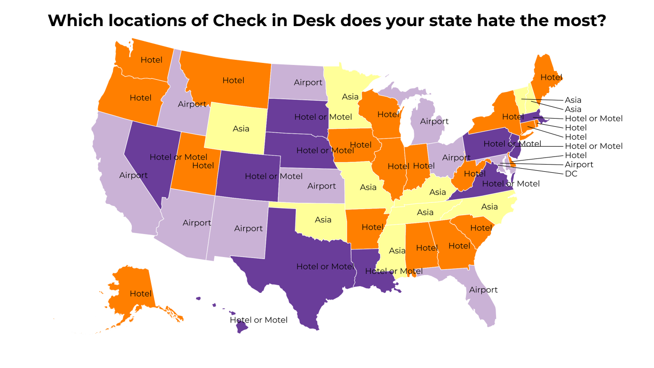 locations of Check in Desk map
