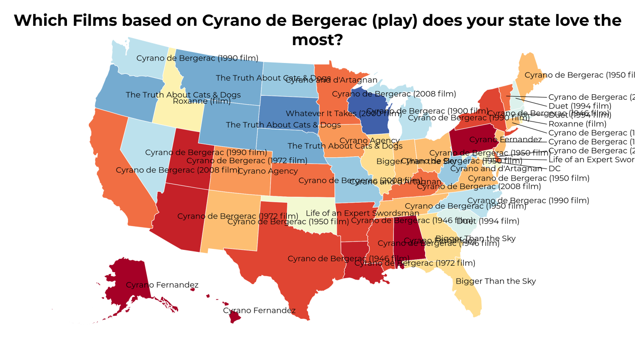 Films based on Cyrano de Bergerac (play) map