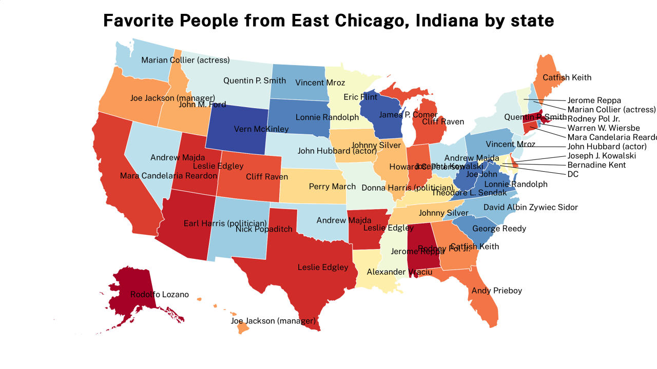 People from East Chicago, Indiana map