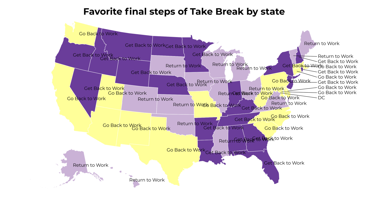 final steps of Take Break map