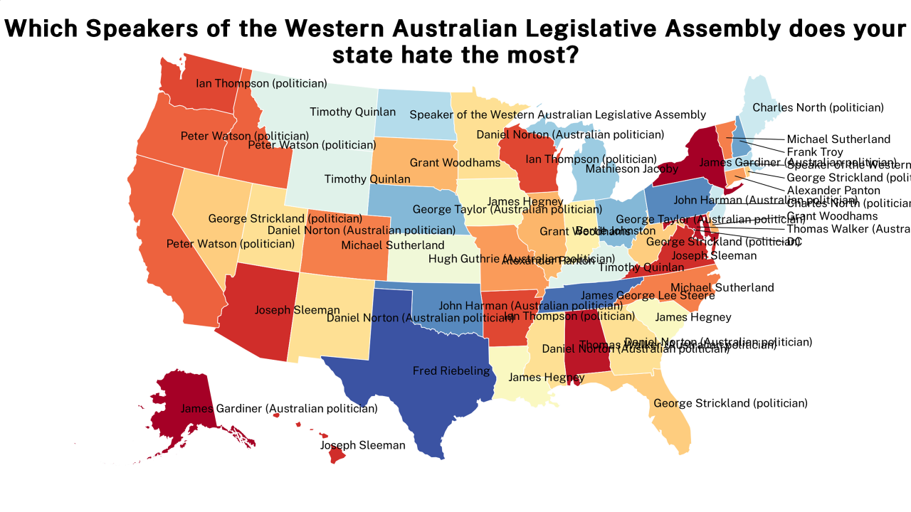 Speakers of the Western Australian Legislative Assembly map