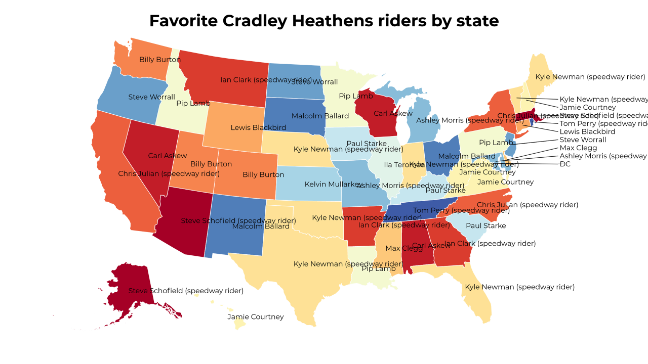 Cradley Heathens riders map