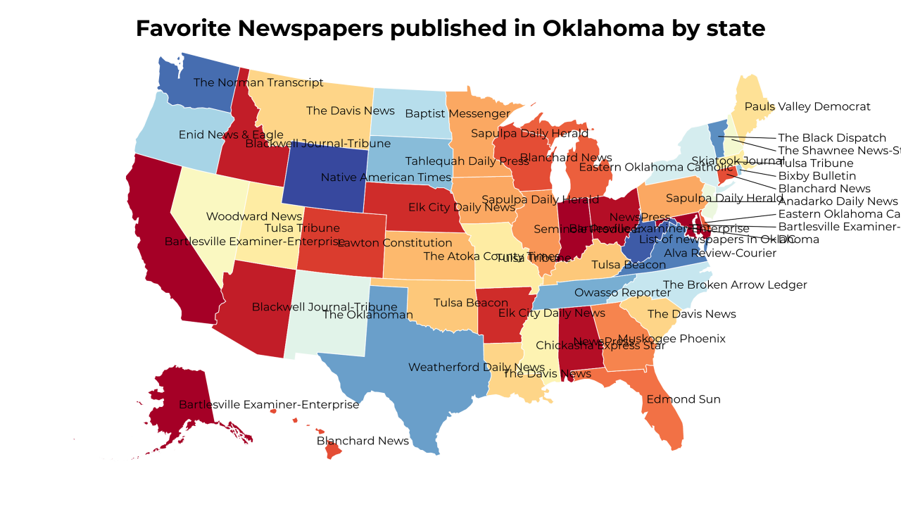 Newspapers published in Oklahoma map