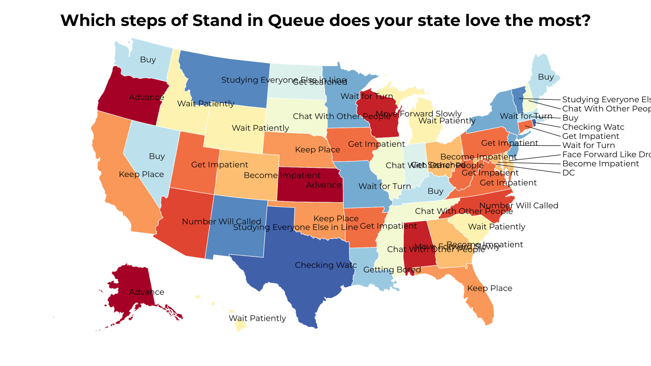 steps of Stand in Queue map