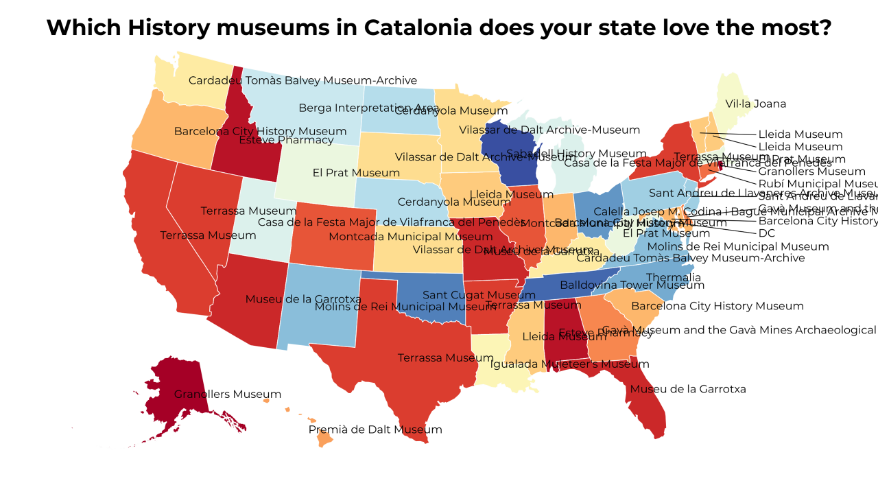 History museums in Catalonia map
