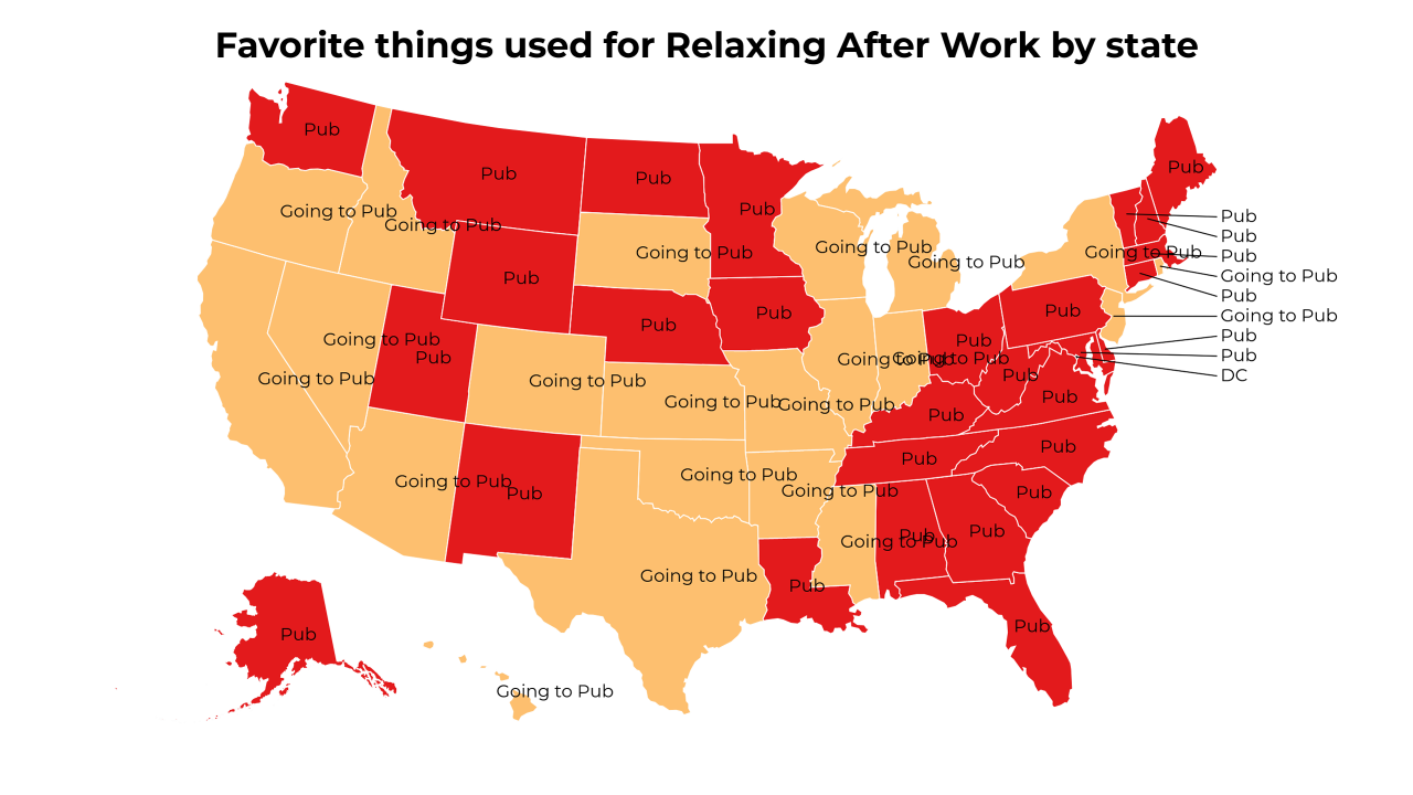 things used for Relaxing After Work map