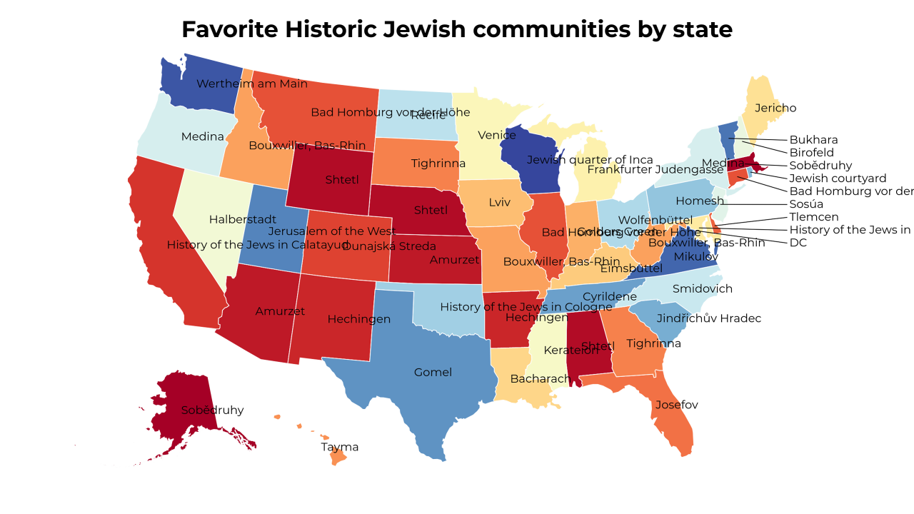 Historic Jewish communities map