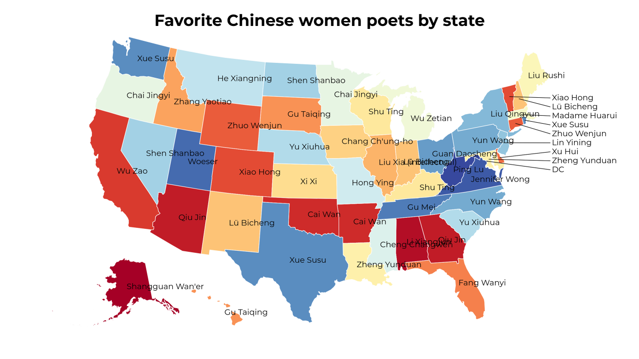 Chinese women poets map