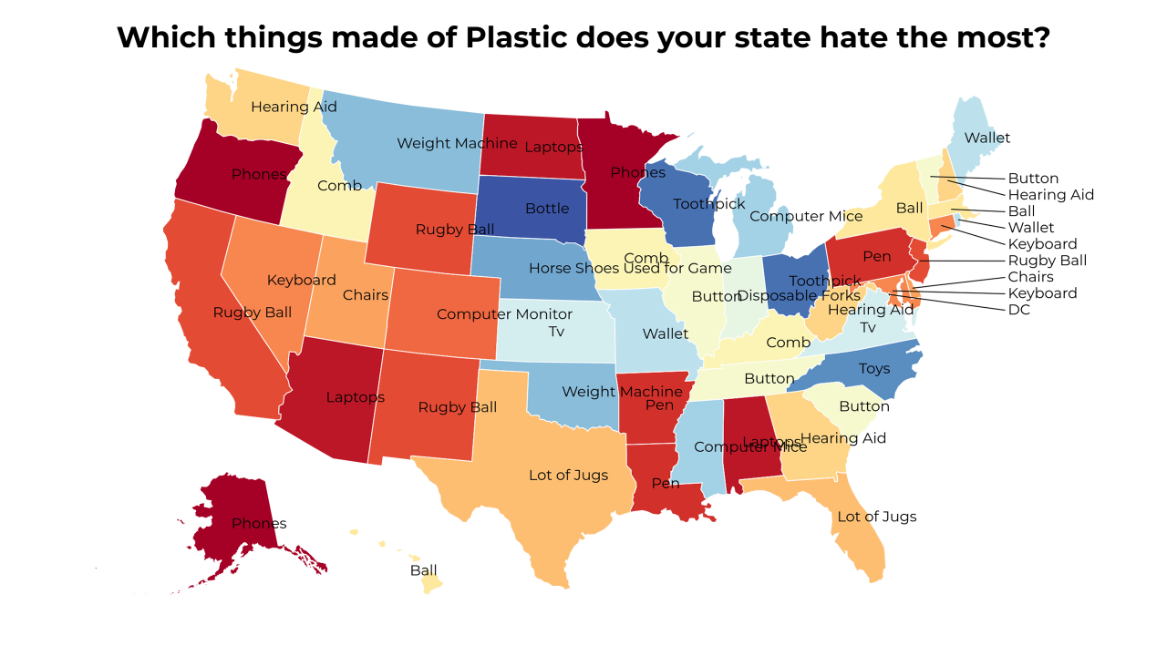 things made of Plastic map