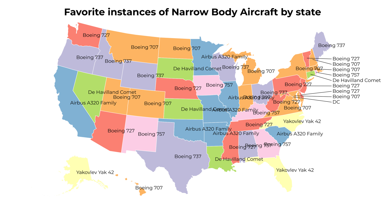 instances of Narrow Body Aircraft map