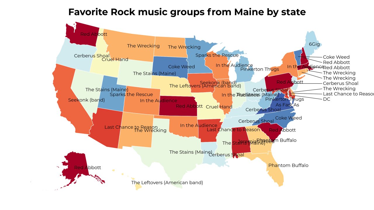 Rock music groups from Maine map