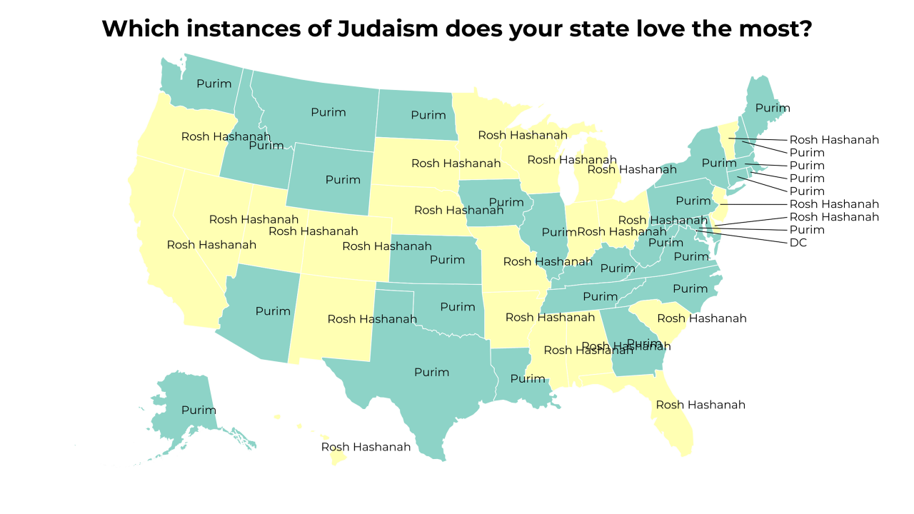 instances of Judaism map