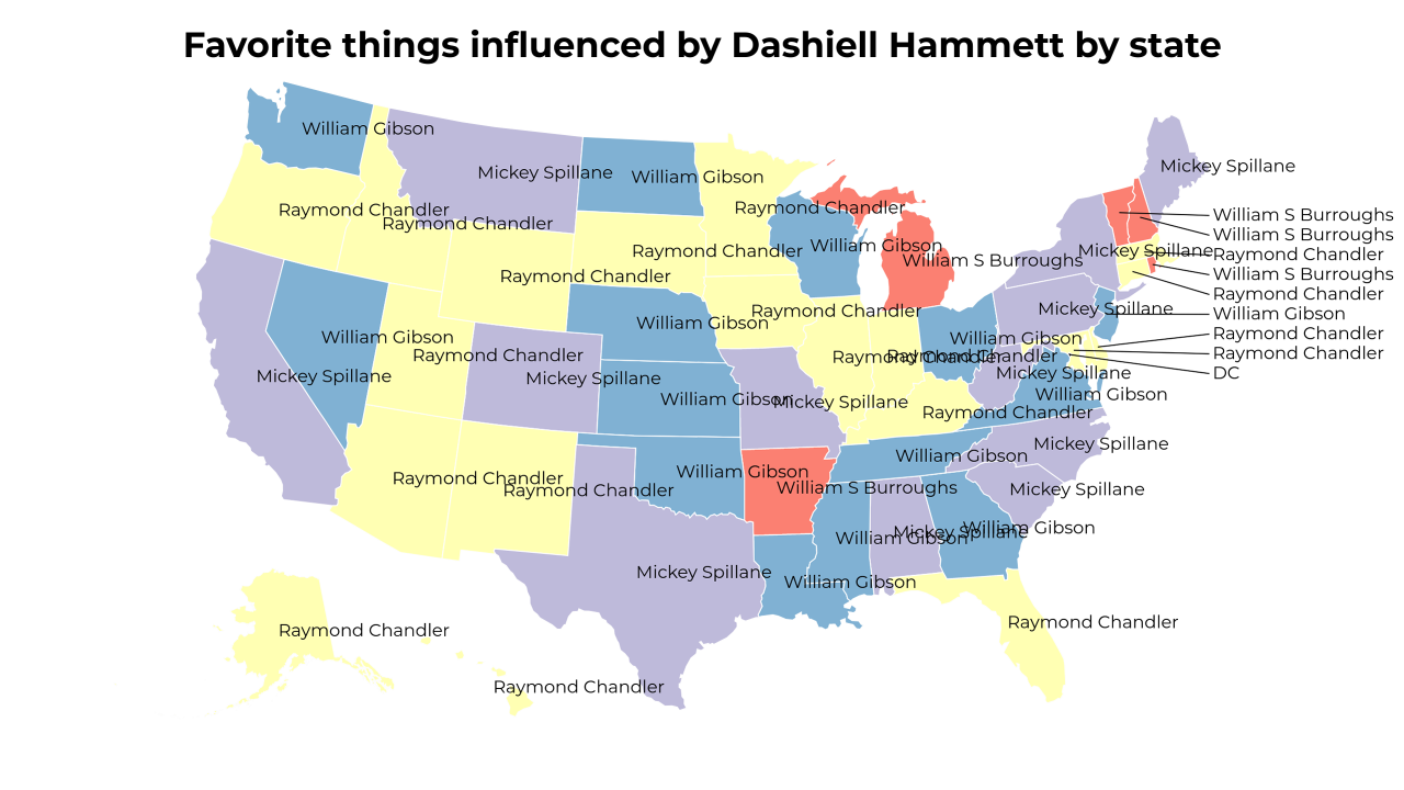 things influenced by Dashiell Hammett map