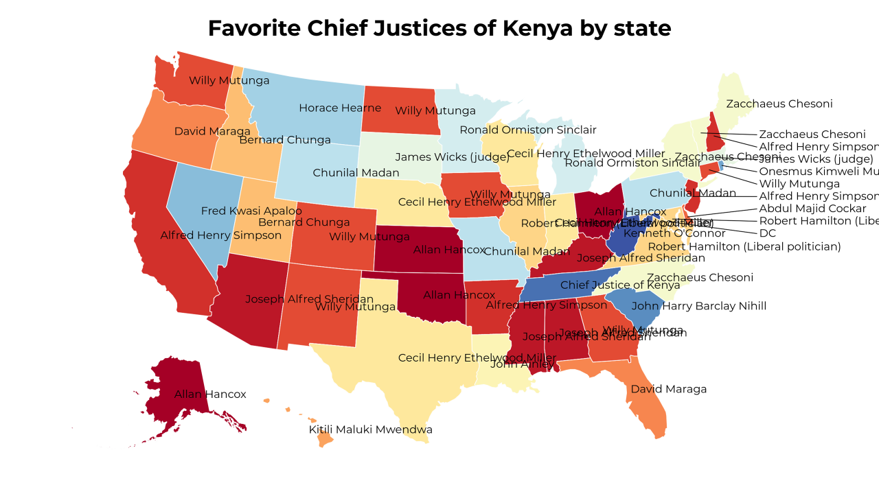 Chief Justices of Kenya map