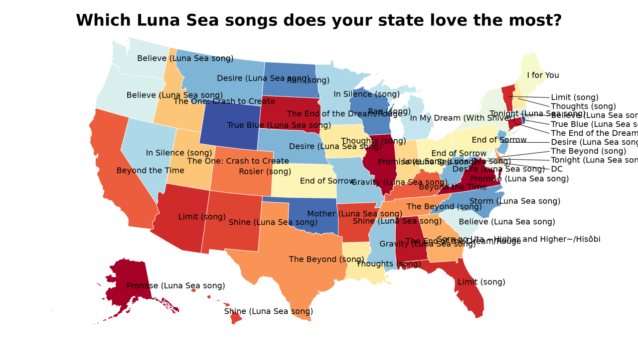 Luna Sea songs map