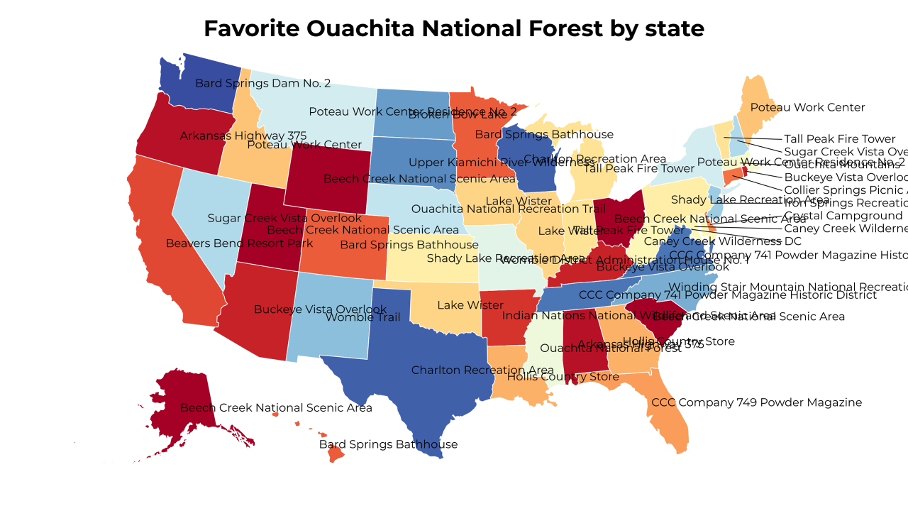 Ouachita National Forest map