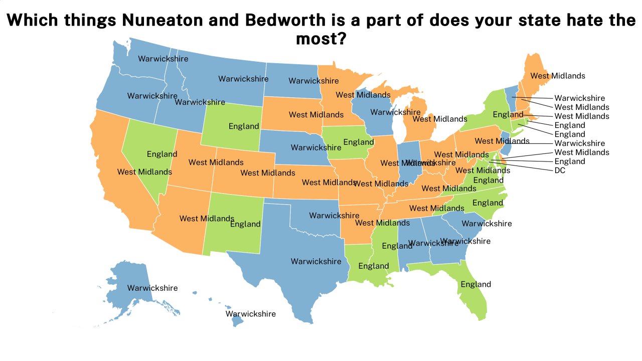 things Nuneaton and Bedworth is a part of map