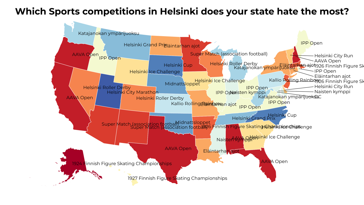 Sports competitions in Helsinki map
