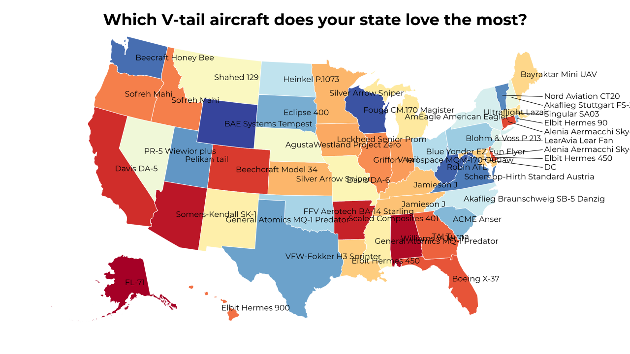 V-tail aircraft map