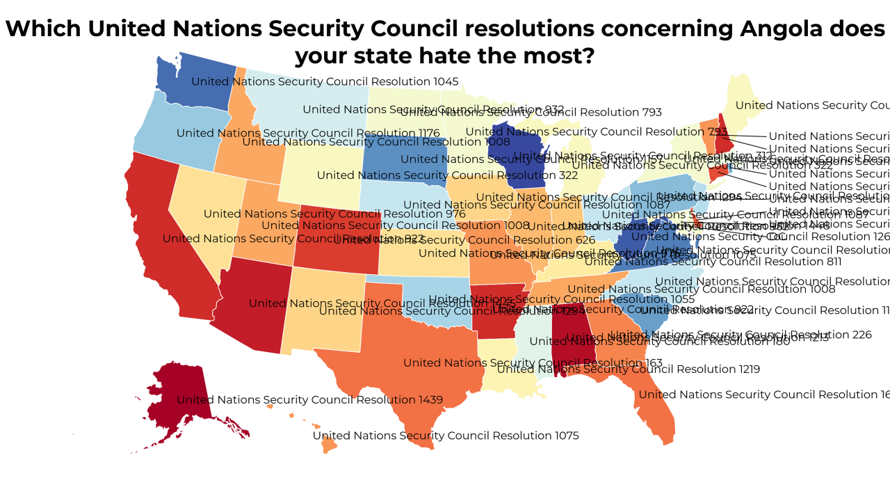 United Nations Security Council resolutions concerning Angola map