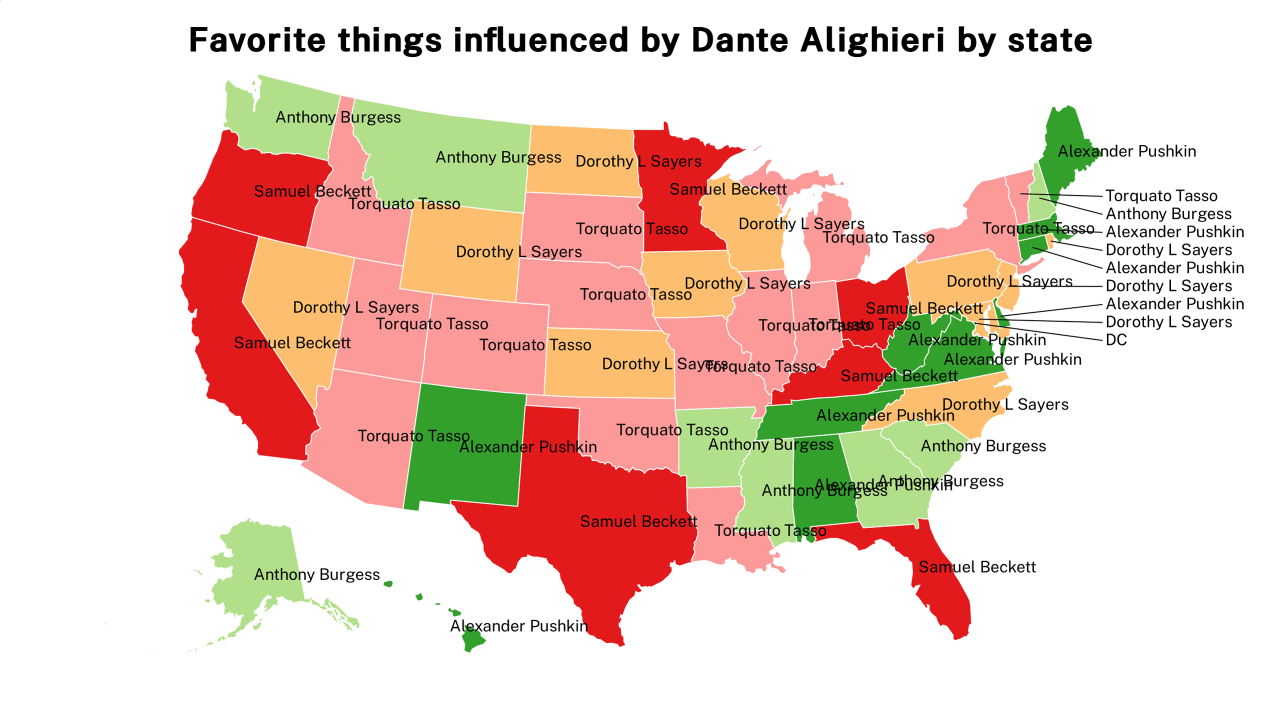 things influenced by Dante Alighieri map