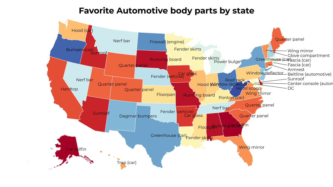 Automotive body parts map