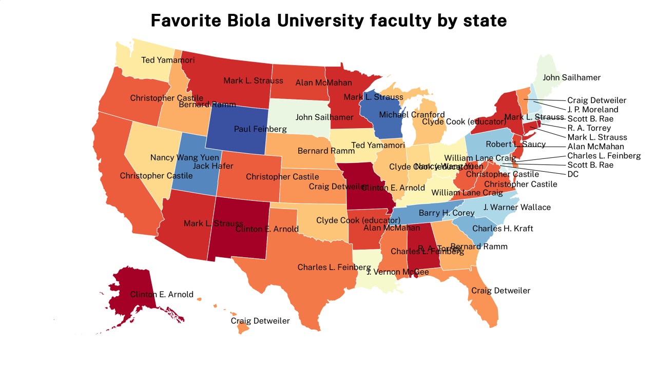 Biola University faculty map