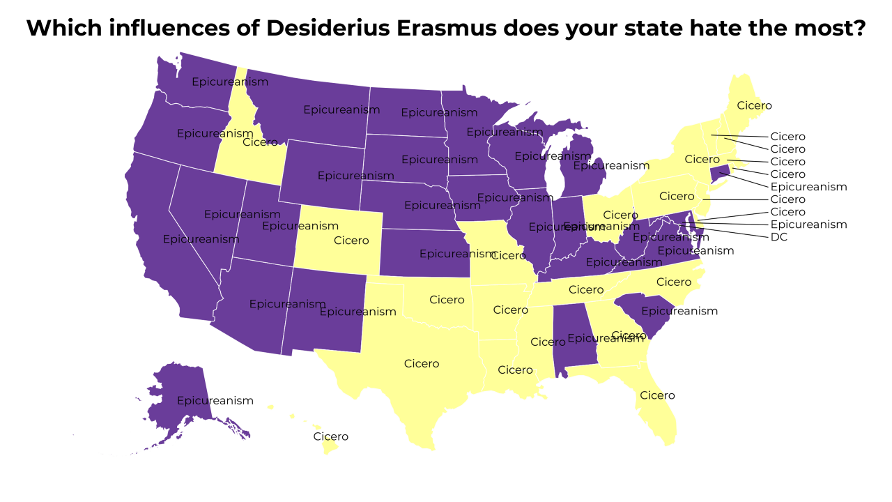 influences of Desiderius Erasmus map