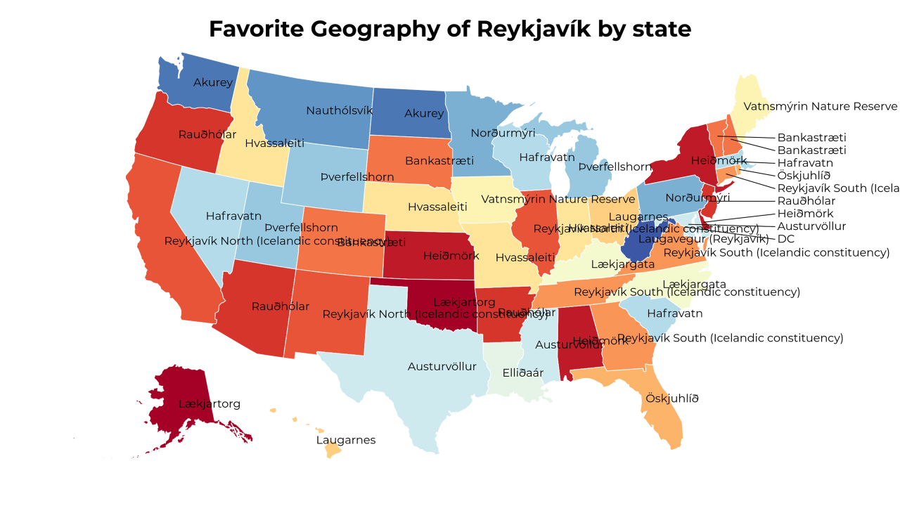 Geography of Reykjavík map