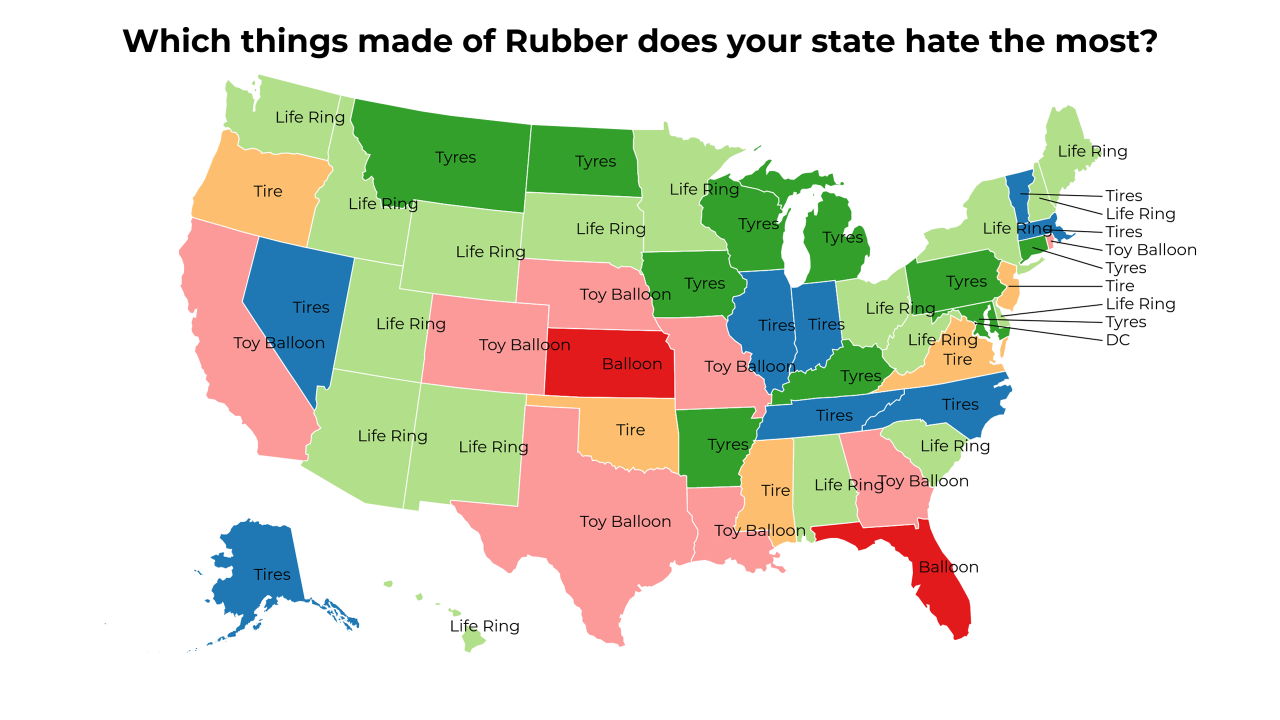 things made of Rubber map