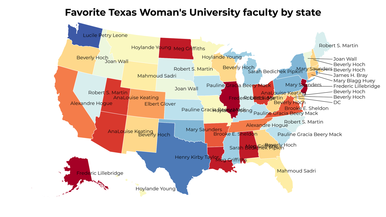Texas Woman's University faculty map