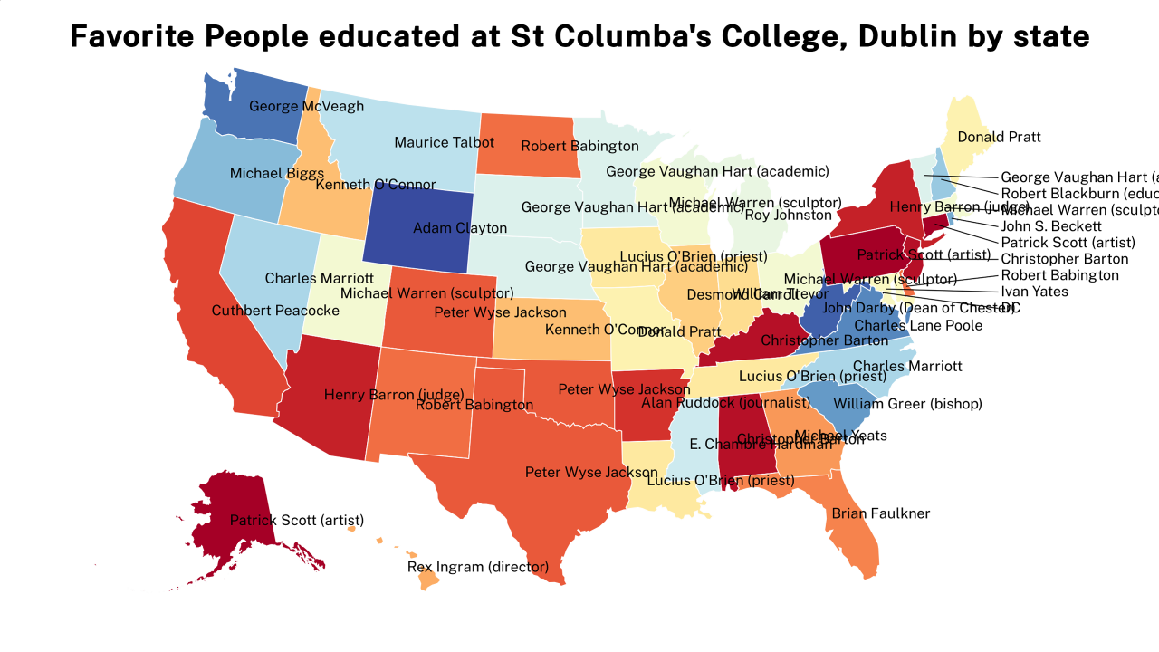 People educated at St Columba's College, Dublin map