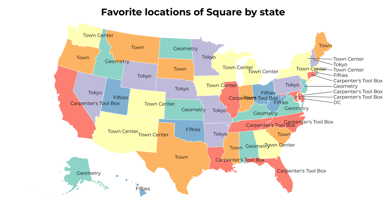 locations of Square map