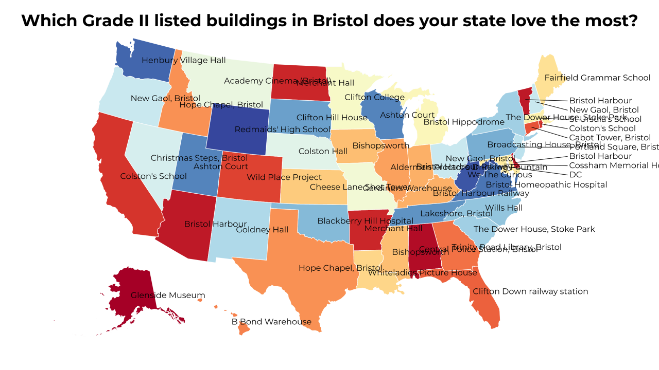 Grade II listed buildings in Bristol map