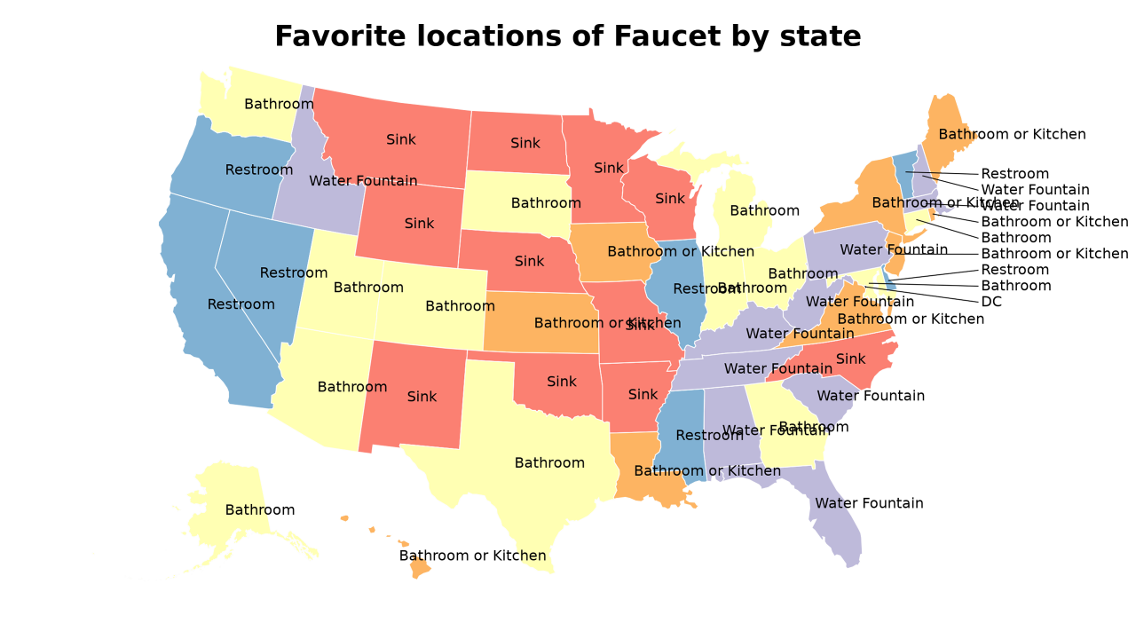 locations of Faucet map