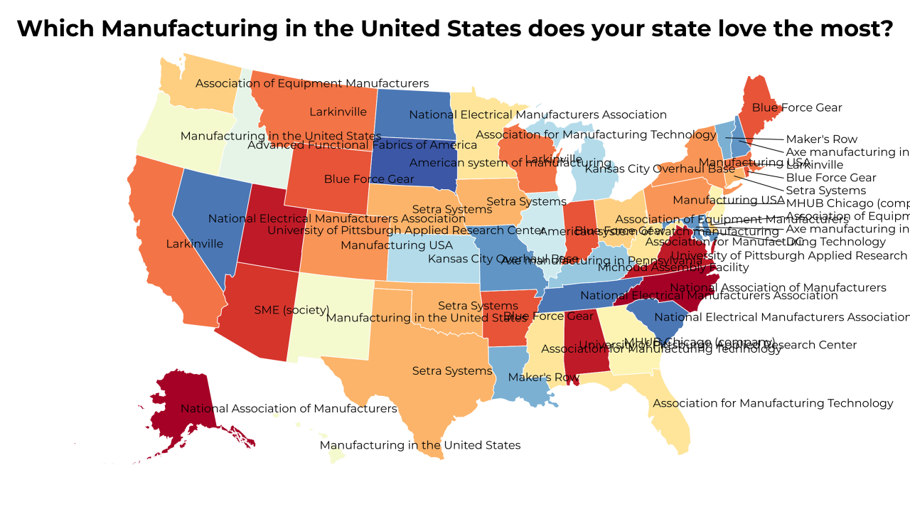Manufacturing in the United States map