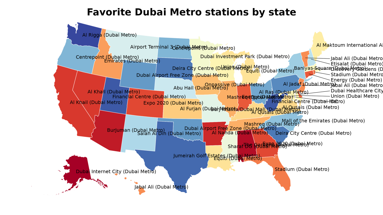 Dubai Metro stations map