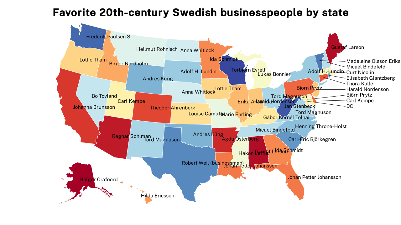 20th-century Swedish businesspeople map